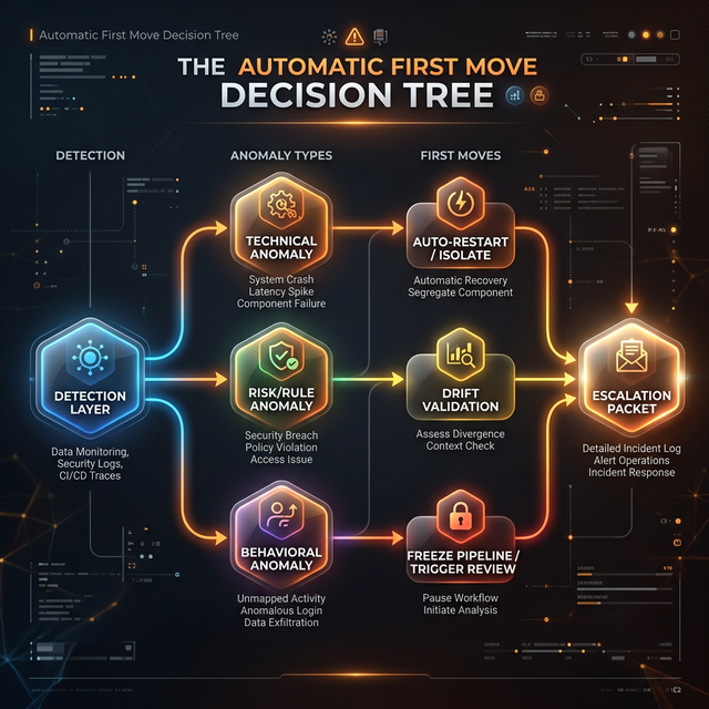 AI First Move Decision Tree: Mapping specific anomaly types to immediate risk mitigation actions